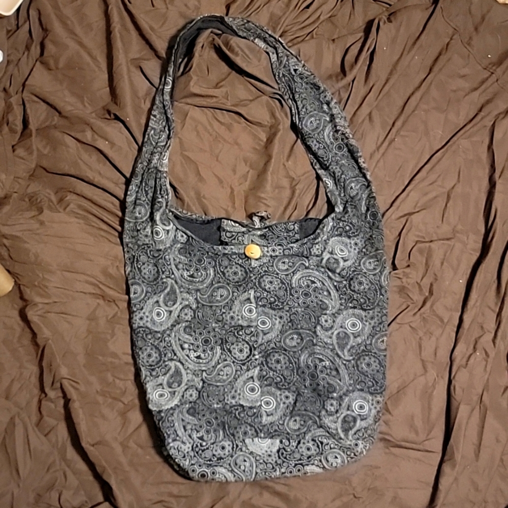 Women's Grey Paisley Crossbody Bag - Casual Shoulder Tote